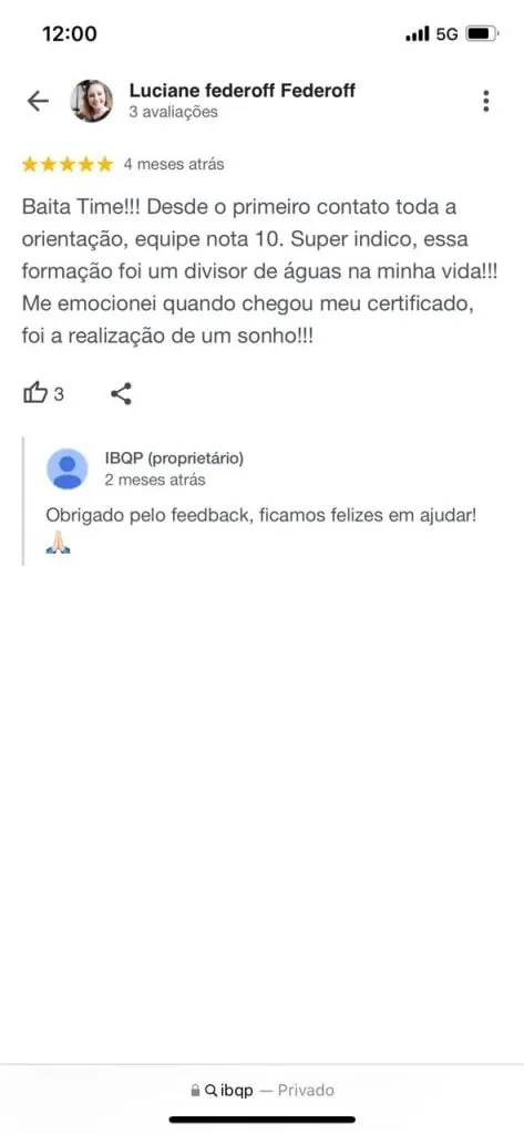 Mensagem de aluno