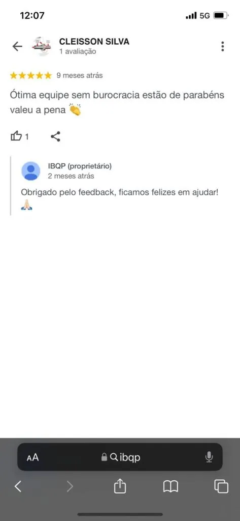Mensagem de aluno