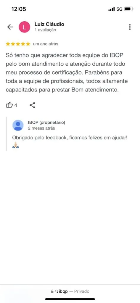 Mensagem de aluno